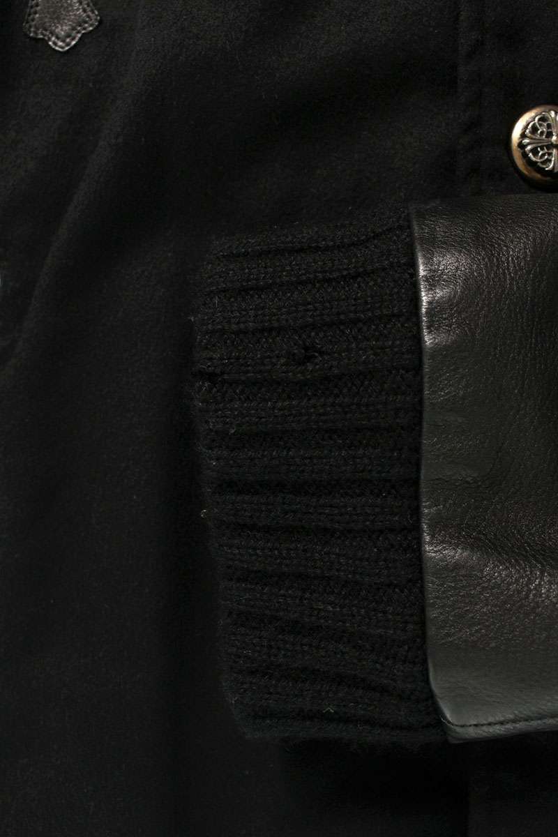 Chrome Hearts LETTERMAN Leather Sleeve Jacket Black Size L