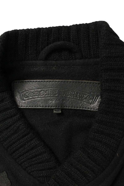 Chrome Hearts LETTERMAN Leather Sleeve Jacket Black Size L
