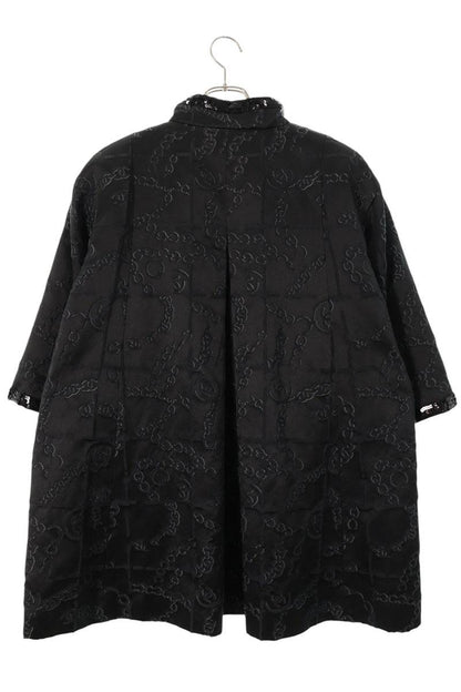 CHANEL Coco Mark Button Silk Blouson Black Size 38
