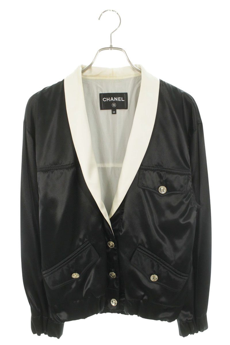 CHANEL No. 5 Button Silk Jacket Blouson Multi Size 38