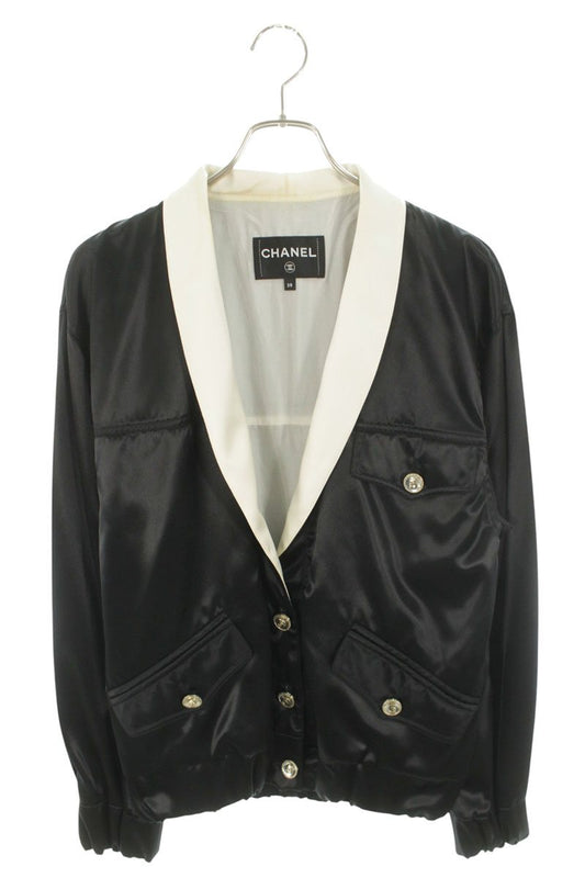 CHANEL No. 5 Button Silk Jacket Blouson Multi Size 38