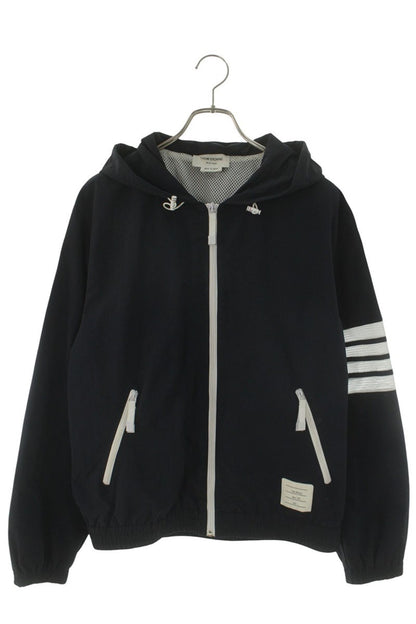 THOM BROWNE Hooded 4-Bar Cotton Blouson Navy/White Size 1