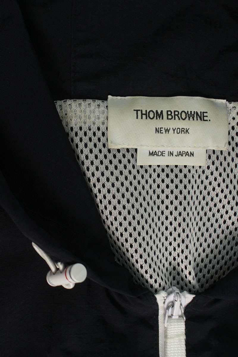 THOM BROWNE Hooded 4-Bar Cotton Blouson Navy/White Size 1