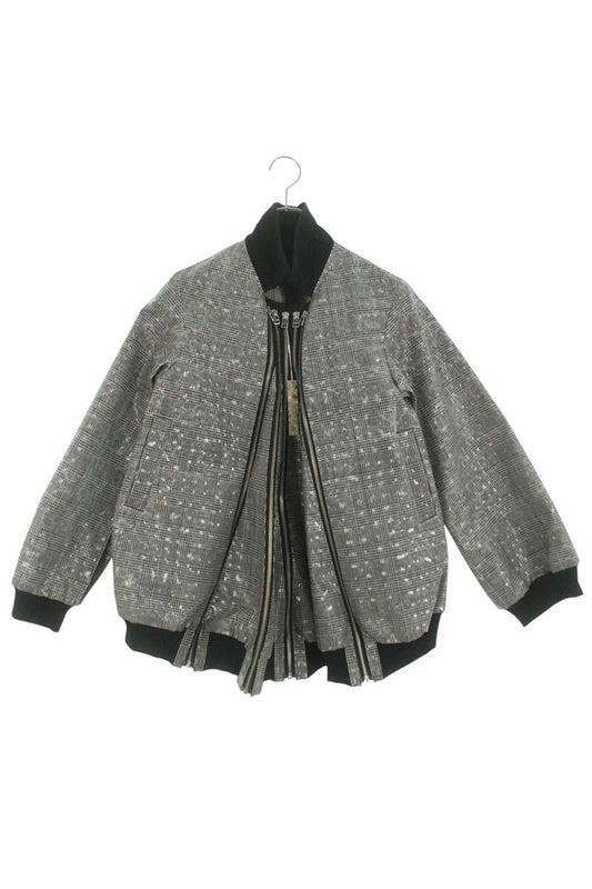 ANREALAGE Glen Check Zip Design Bomber Blouson Gray Size 38