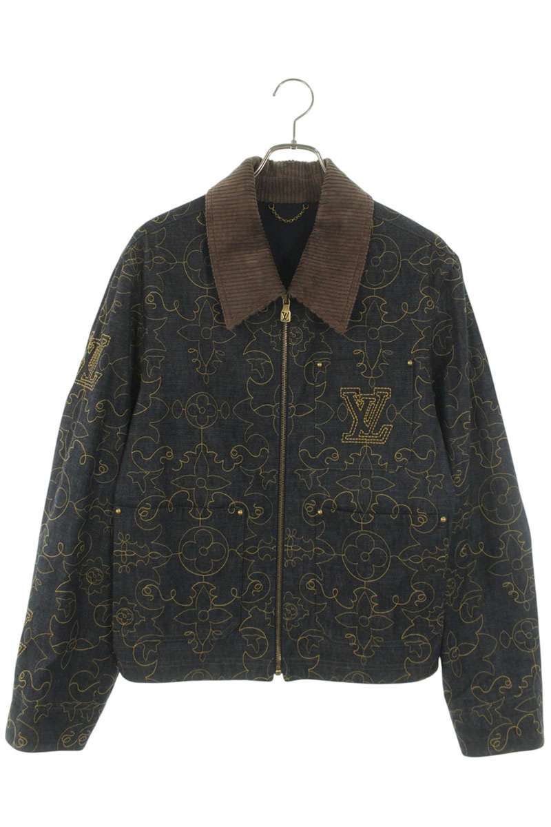 LOUISVUITTON Embroidered Logo Denim Jacket Indigo Size 46