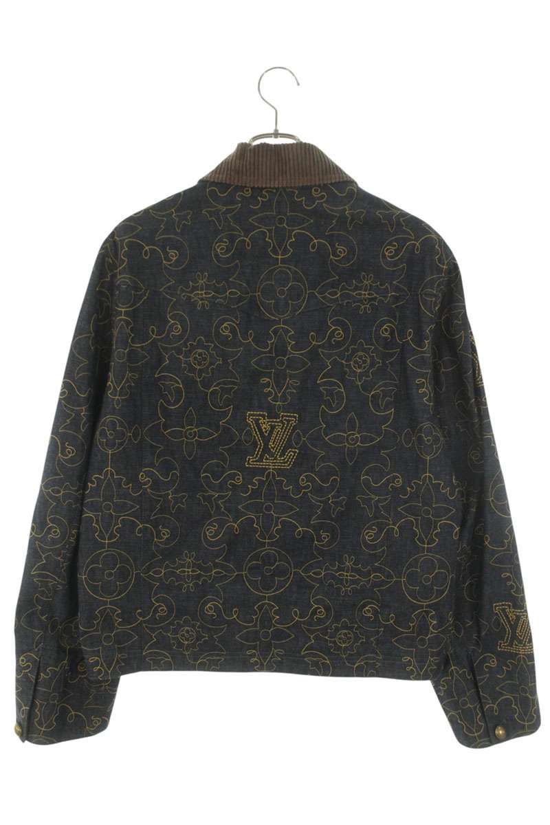 LOUISVUITTON Embroidered Logo Denim Jacket Indigo Size 46