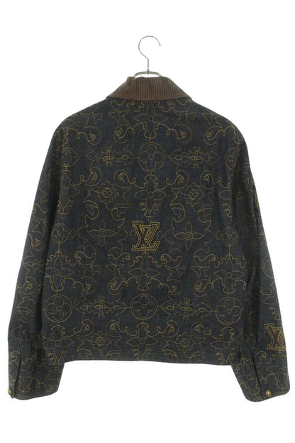 LOUISVUITTON Embroidered Logo Denim Jacket Indigo Size 46