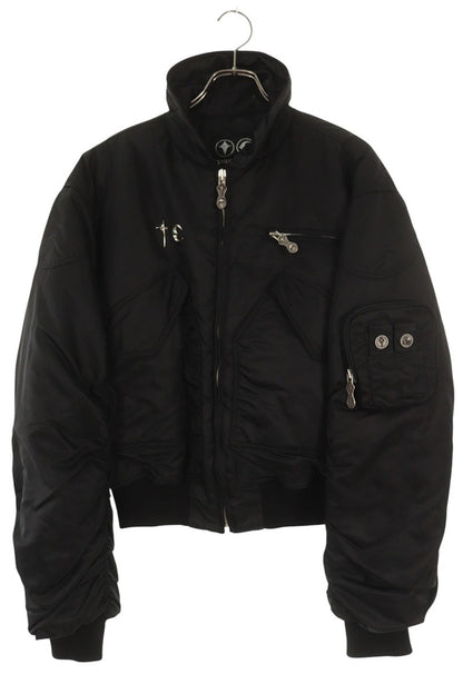 THUG CLUB Nylon Bomber Jacket Black Size M