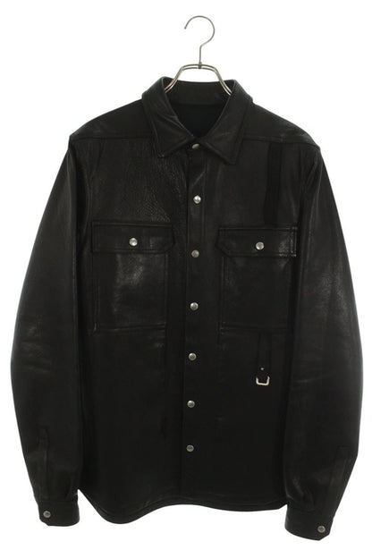 Rick Owens -LCWEW3 Black Calfskin Leather Overshirt Size 48