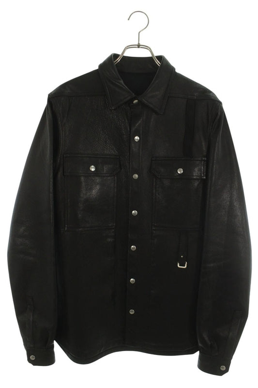 Rick Owens -LCWEW3 Black Calfskin Leather Overshirt Size 48