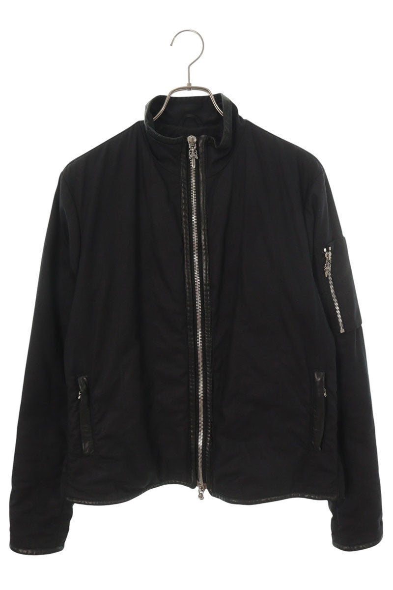 Chrome Hearts Dagger Zip Leather Cotton Jacket Black Size L