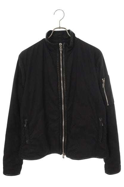 Chrome Hearts Dagger Zip Leather Cotton Jacket Black Size L