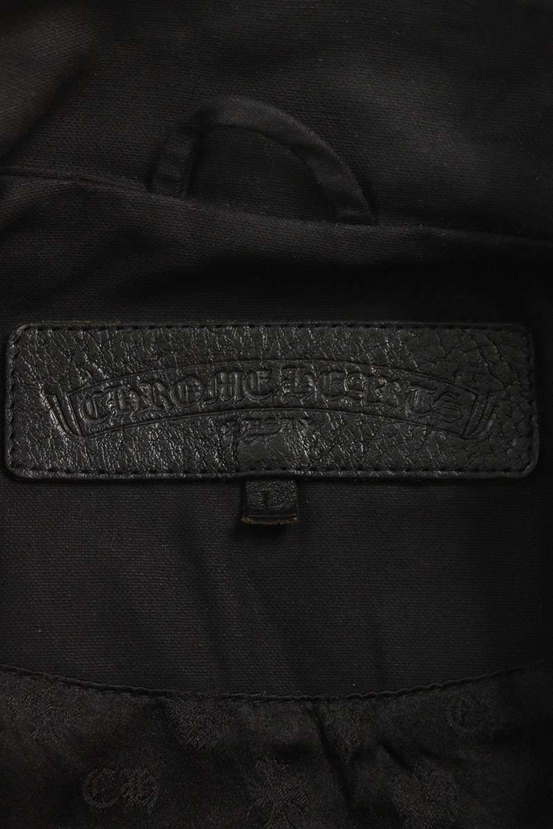 Chrome Hearts Dagger Zip Leather Cotton Jacket Black Size L