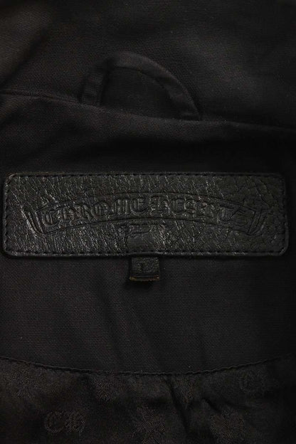 Chrome Hearts Dagger Zip Leather Cotton Jacket Black Size L