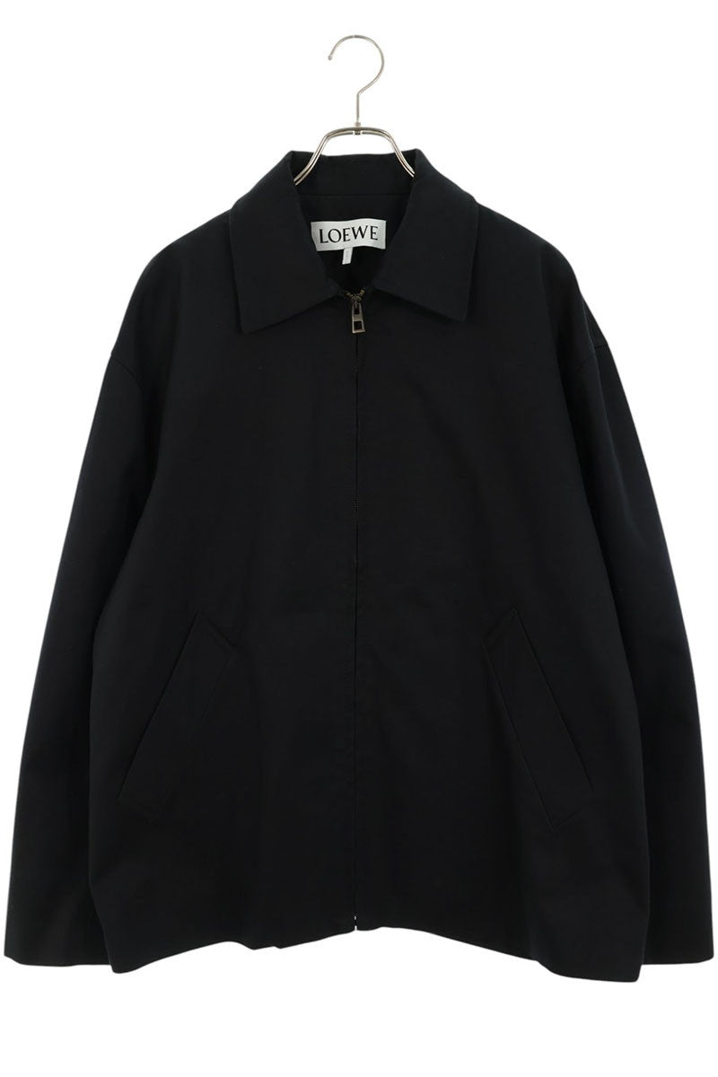 LOEWE Drape Logo Leather Patch Jacket Black Size 50