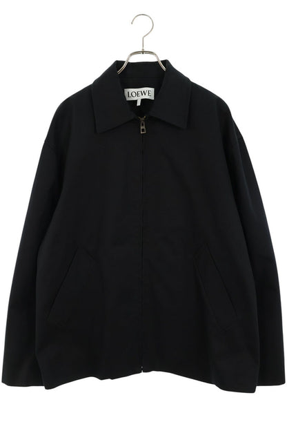 LOEWE Drape Logo Leather Patch Jacket Black Size 50