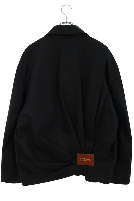 LOEWE Drape Logo Leather Patch Jacket Black Size 50