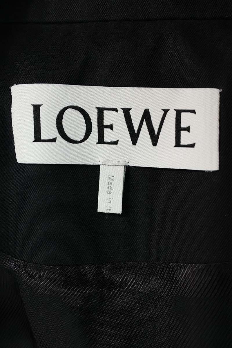 LOEWE Drape Logo Leather Patch Jacket Black Size 50