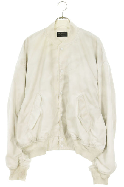 BALENCIAGA Logo Embroidered Varsity Jacket White Size XXS