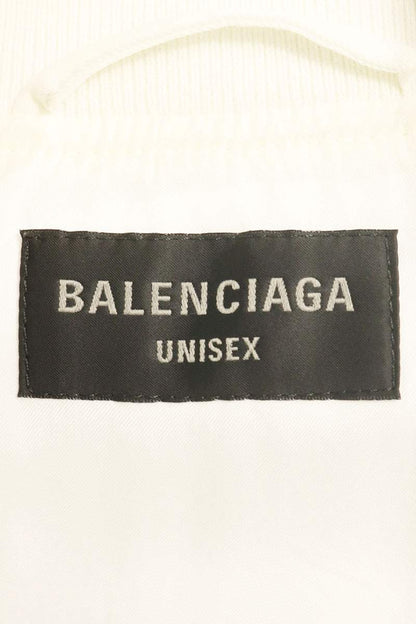 BALENCIAGA Logo Embroidered Varsity Jacket White Size XXS