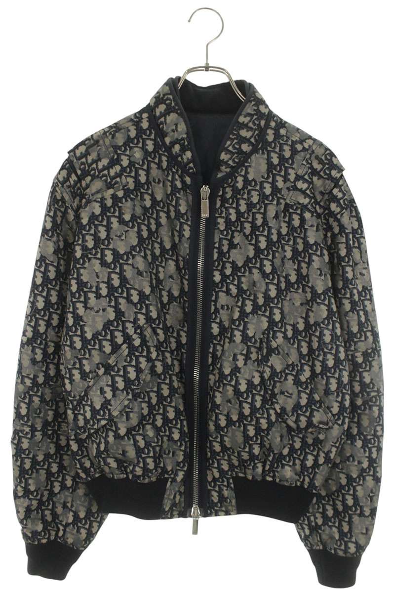 DIOR Oblique Zip Bomber Blouson Packable Hood Navy Size S