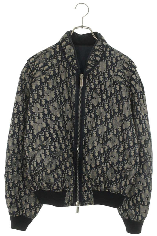 DIOR Oblique Zip Bomber Blouson Packable Hood Navy Size S