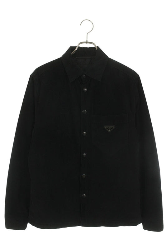 PRADA Triangle Logo Corduroy Jacket Black Size XS