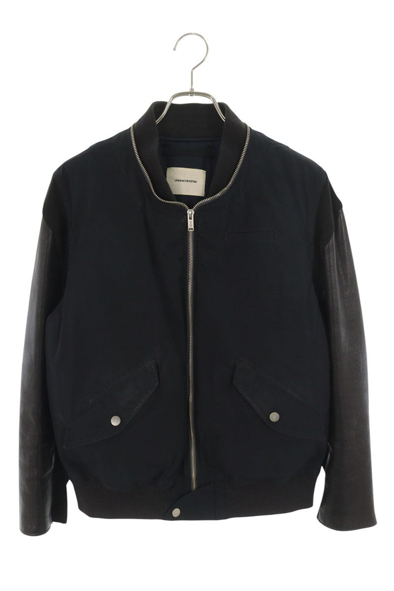 UNDERCOVER Leather Sleeve Bomber Jacket Black Size 2