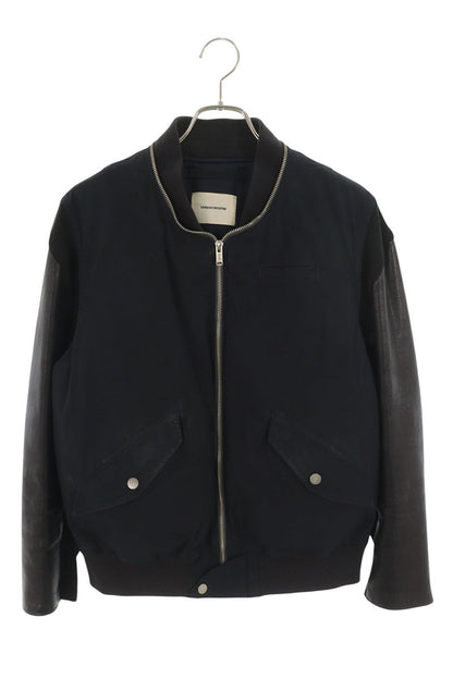 UNDERCOVER Leather Sleeve Bomber Jacket Black Size 2