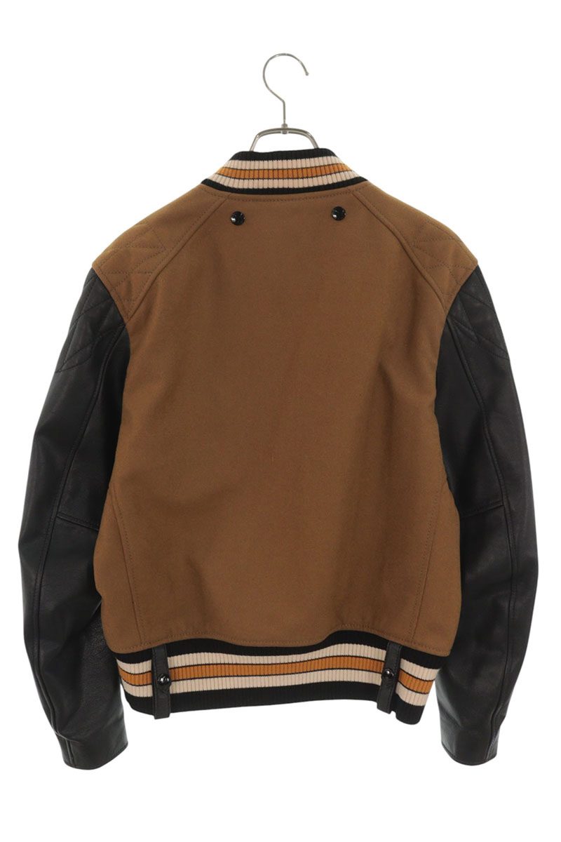 COACH Leather Sleeve Varsity Jacket Brown Size M