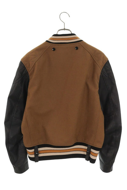 COACH Leather Sleeve Varsity Jacket Brown Size M