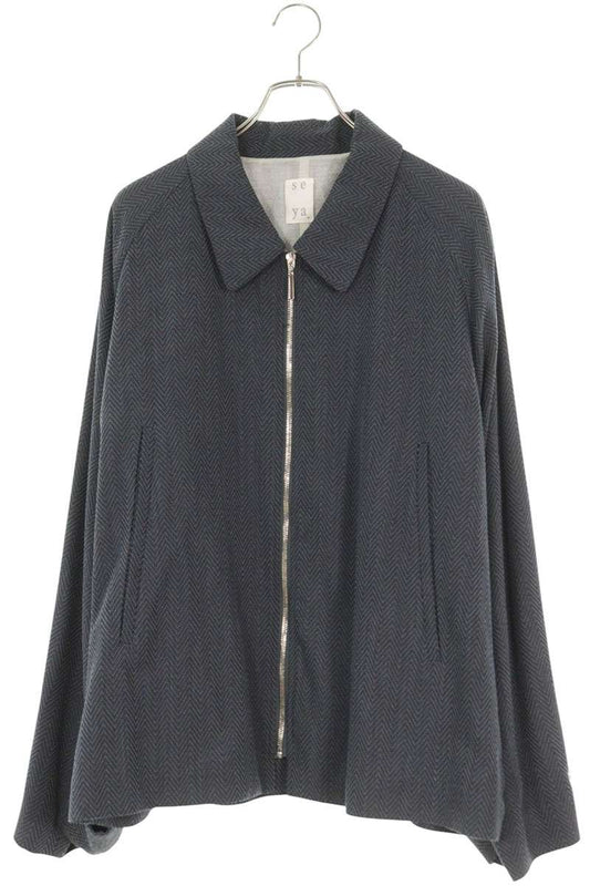 seya Wool Zip-Up Blouson Gray Size XL