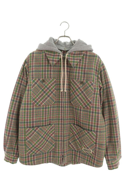 GUCCI Removable Hood Flannel Check Jacket Multi Size S