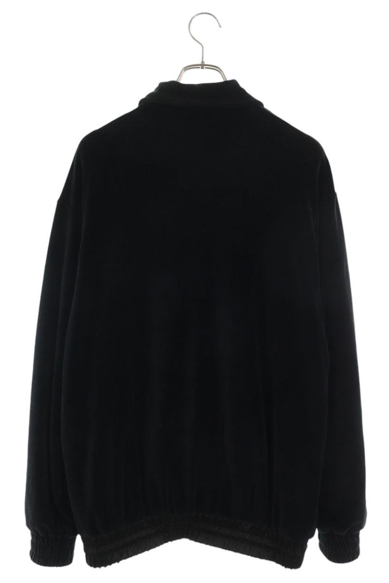 GUCCI Logo Embroidered Velour Zip Blouson Black Size S