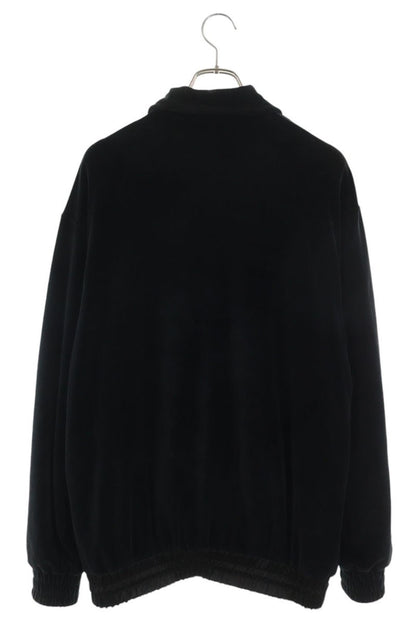 GUCCI Logo Embroidered Velour Zip Blouson Black Size S