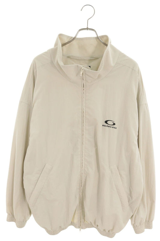 BALENCIAGA Logo Embroidered Nylon Jacket White Size XL