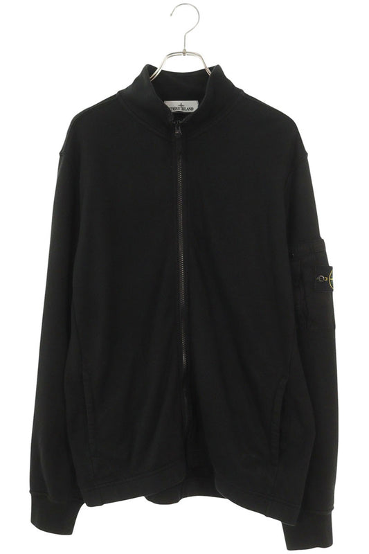 STONE ISLAND Logo Patch Zip-Up Sweatshirt Black Size L