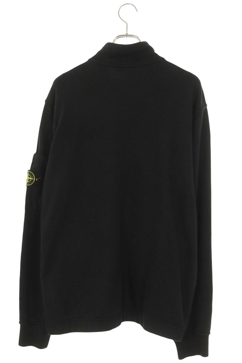 STONE ISLAND Logo Patch Zip-Up Sweatshirt Black Size L