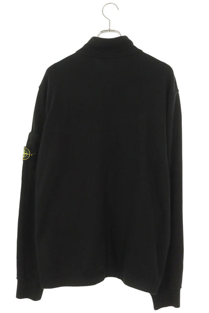 STONE ISLAND Logo Patch Zip-Up Sweatshirt Black Size L