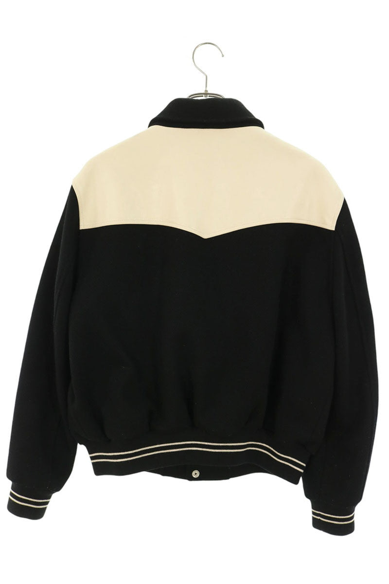 CELINE Wool Leather Cowboy Yoke Varsity Jacket Size L