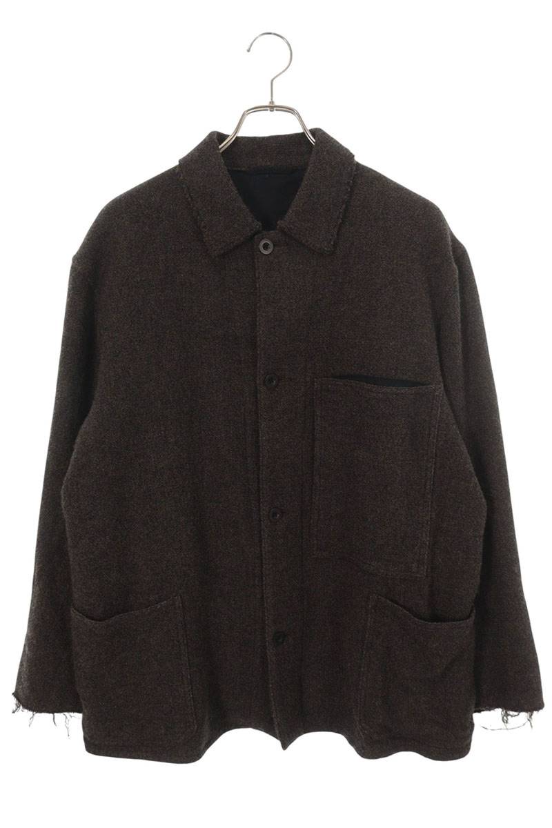 ULTERIOR Wool Silk Tweed Coverall Blouson Brown Size XL