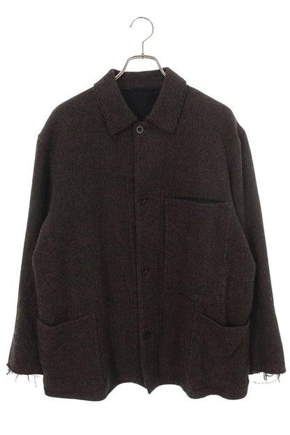 ULTERIOR Wool Silk Tweed Coverall Blouson Brown Size XL