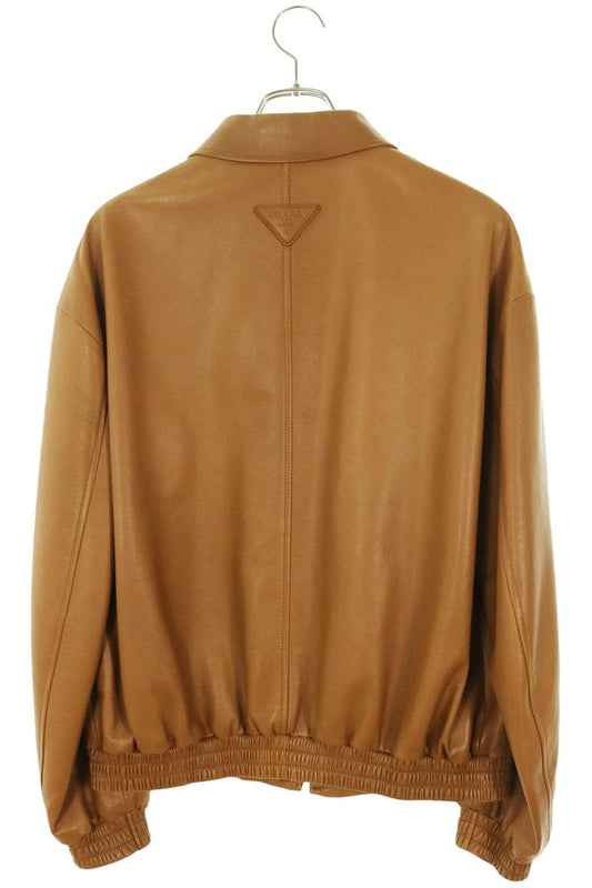 PRADA Nappa Leather Triangle Logo Blouson Brown Size M