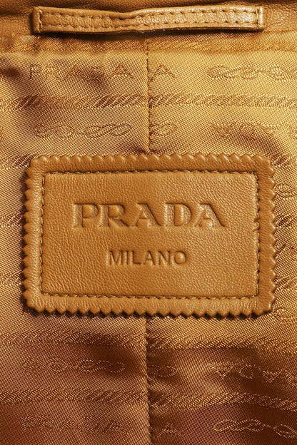 PRADA Nappa Leather Triangle Logo Blouson Brown Size M