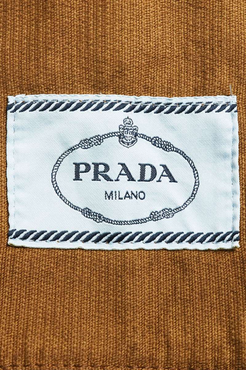 PRADA Corduroy Triangle Logo Plate Jacket Brown Size L