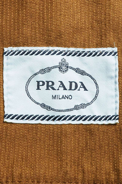 PRADA Corduroy Triangle Logo Plate Jacket Brown Size L