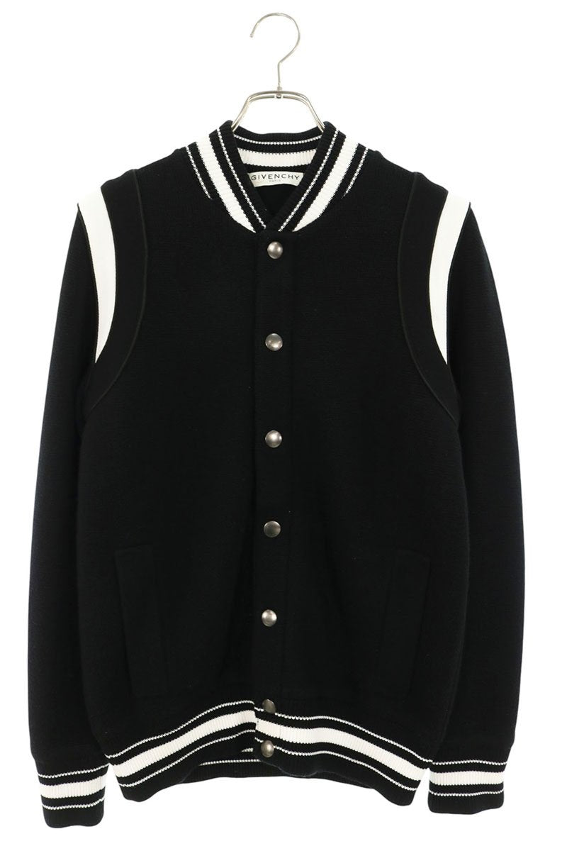 GIVENCHY Wool Back Logo Bomber Jacket White/Black Size S
