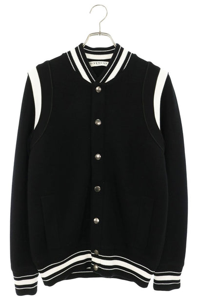 GIVENCHY Wool Back Logo Bomber Jacket White/Black Size S