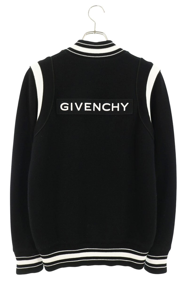 GIVENCHY Wool Back Logo Bomber Jacket White/Black Size S