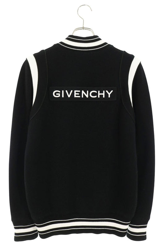 GIVENCHY Wool Back Logo Bomber Jacket White/Black Size S